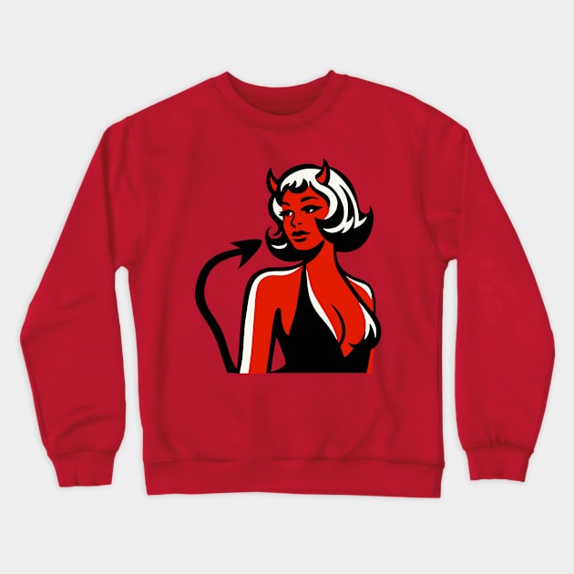 Retro Devil Girl Crewneck Sweatshirt by n23tees